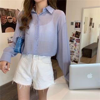 Long-sleeve Oversize Sheer Shirt