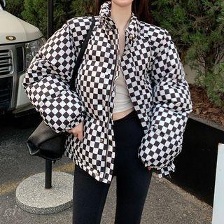 Checkerboard Padded Zip Jacket