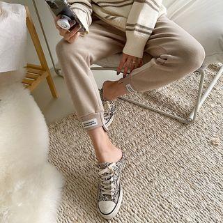 Letter-patch Jogger Sweatpants Beige - One Size