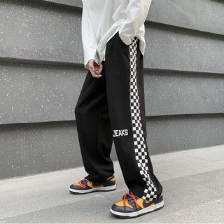 Checkerboard Tape Wide Leg Pants
