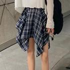 Mini Plaid Asymmetric Skirt