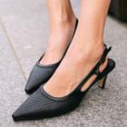 Pointy-toe Textured Slingback Pumps