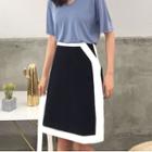 Color-block High-waist A-line Skirt