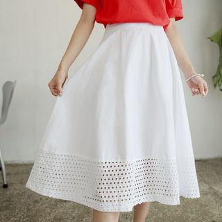 Crochet-hem Midi Flare Skirt