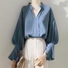Capri Bell-sleeve V-neck Chiffon Shirt