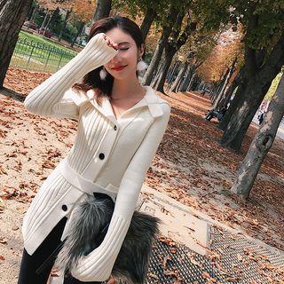Asymmetric Rib Knit Cardigan