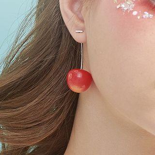 925 Sterling Silver Cherry Dangle Earring 1 Pair - One Size