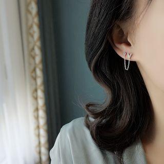 925 Sterling Silver Rhinestone Chain Stud Earring