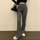 Patterned Knit Wide-leg Pants Black & White - One Size