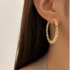Wavy Layered Alloy Hoop Earring 1 Pair - Gold - One Size
