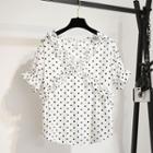 Short-sleeve Ruffle-trim Dotted Top