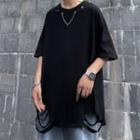 Couple Matching Short Sleeve Chain Accent Distressed T-shirt