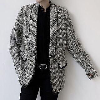 Buttoned Tweed Blazer