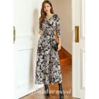 Flared Floral Maxi Wrap Dress