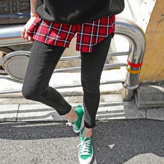 Hidden Elastic-waist Fray-hem Skinny Jeans