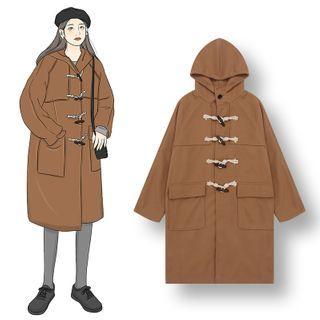 Hooded Duffle Coat Coffee - One Size