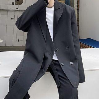 Plain Asymmetrical Hem Blazer