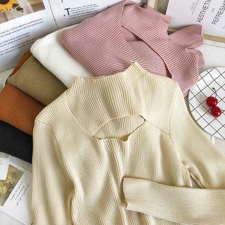 Asymmetrical Cutout-front Skinny Knit Top In 6 Colors