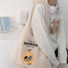 Cartoon Embroidered Fleece Tote Bag Tangerine - Off-white - One Size