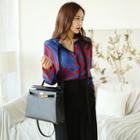 Set: Print Long-sleeve Blouse + Wide Leg Pants