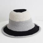 Colour Block Knit Bucket Hat As Shown In Figure - One Size