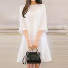 Ruffle-cuff Tie-back A-line Dress
