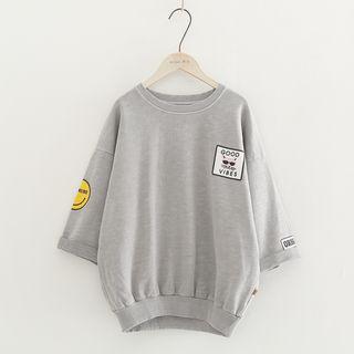 3/4-sleeve Applique Pullover