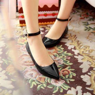 Patent Pointy-toe Ankle-strap Flats