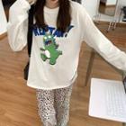 Cartoon Print Pullover / Leopard Sweatpants