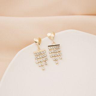 Rhinestone Fringe Earring 1 Pair - E2867 - As Shown In Figure - One Size