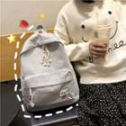 Embroidered Pig Linen Cotton Backpack