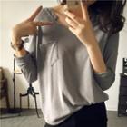Plain Pocketed Long Sleeve T-shirt