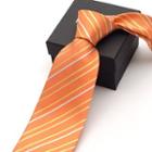 Striped Neck Tie (9cm) Orange - One Size