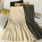 Elastic High-waist Pleated Midi Skirt In 6 Colors
