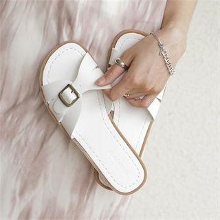 Buckled-detail Colored Slide Sandals