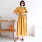 Waistband Linen Blend Long Dress