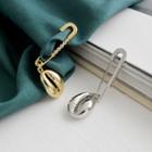 925 Sterling Silver Shell Safety Pin Earring