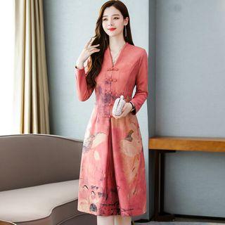 Traditional Chinese Long-sleeve Printed Dress