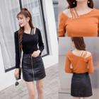 Long-sleeve One-shoulder T-shirt