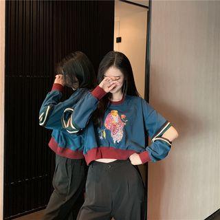 Bird Print Cropped Sweatshirt / Wide-leg Pants