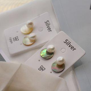 Faux Pearl Shell Disc Earring