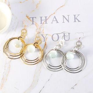 Cat Eye Stone Hoop Dangle Earring