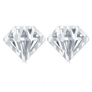 14k White Gold 3d Openwork Diamond-shaped Earrings