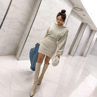 Hooded Tube-hem Knit Dress