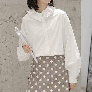 Ruffle Collar Lantern-sleeve Blouse