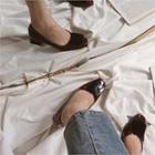 Square-detail Patent Kitten-heel Pumps