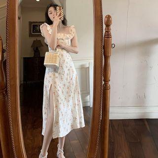 Elbow Sleeve Lace Midi Dress