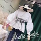 Balloon-sleeve Blouse With Sash