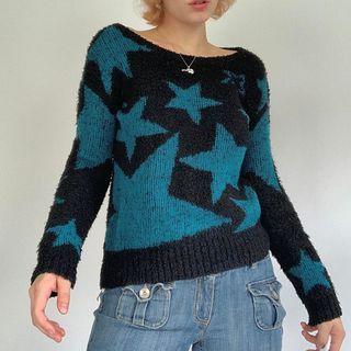 Long Sleeve Star Print Loose-fit Sweater