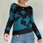 Long Sleeve Star Print Loose-fit Sweater